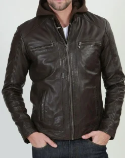 Veste en Cuir Leif marron
