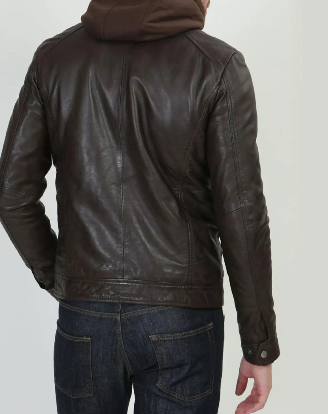 Veste en Cuir Leif marron