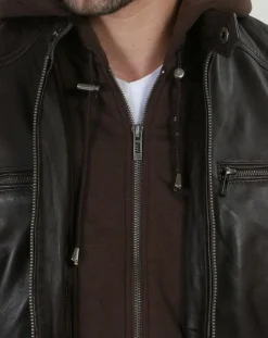 Veste en Cuir Leif marron