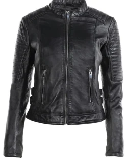 Veste en Cuir Lena noire