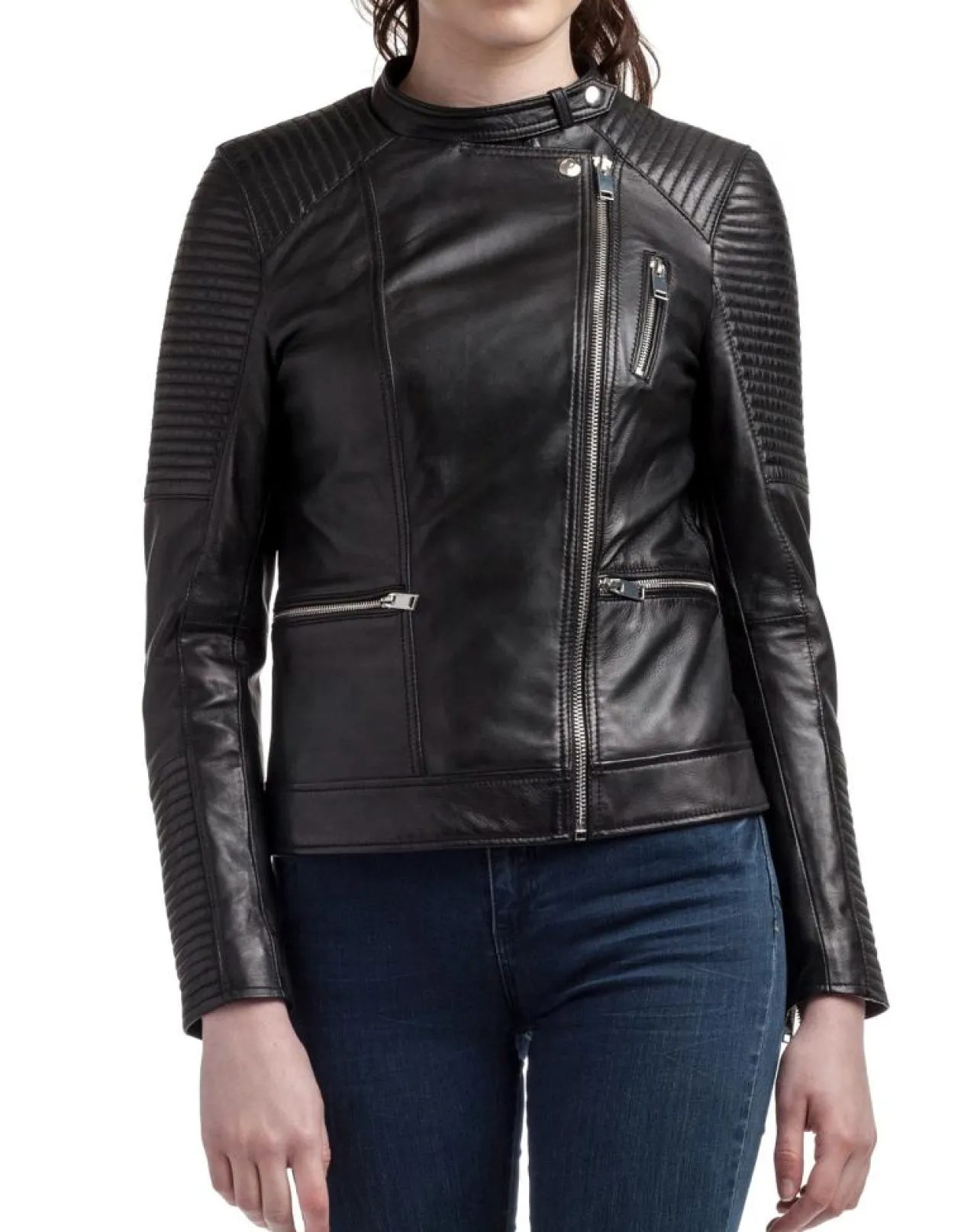 Veste en Cuir Leonie noire