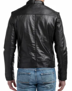 Veste en cuir léo noir