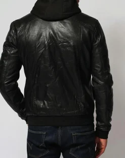 Veste en Cuir Lucas noire