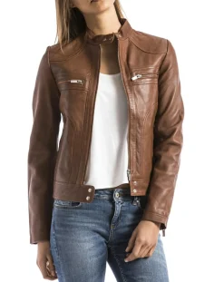 Veste en Cuir Madeira cognac