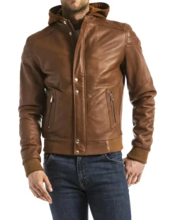 Veste en Cuir Maros cognac
