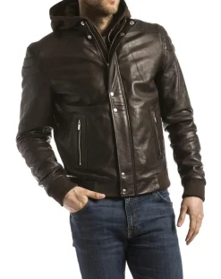 Veste en Cuir Maros marron