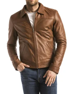 Veste en Cuir Mekong cognac