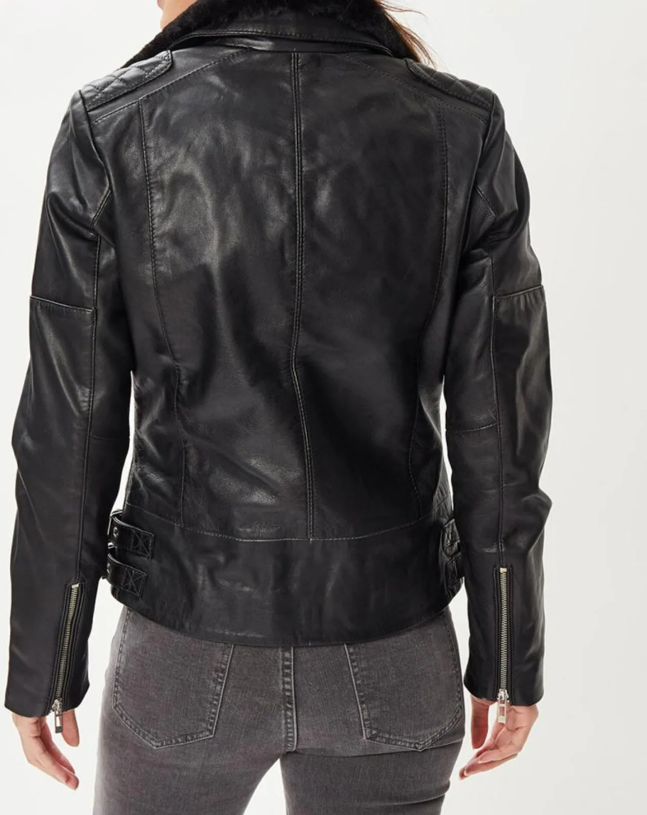 Veste en Cuir Melinda noire
