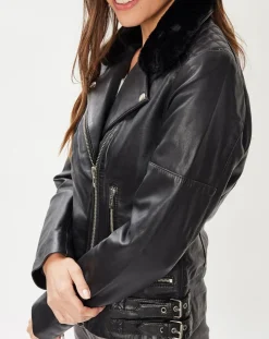 Veste en Cuir Melinda noire