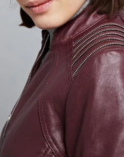 Veste en Cuir Mercedes bordeaux