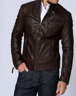 Veste en Cuir Michael marron