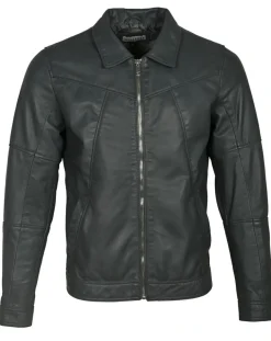 Veste en Cuir Micky gris foncé