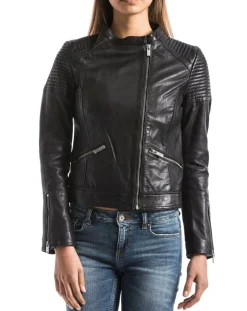 Veste en Cuir Narmada noire