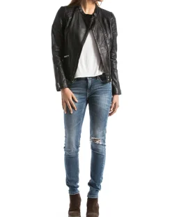 Veste en Cuir Narmada noire