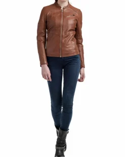Veste en Cuir Nova cognac