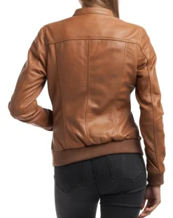 Veste en Cuir Olive cognac