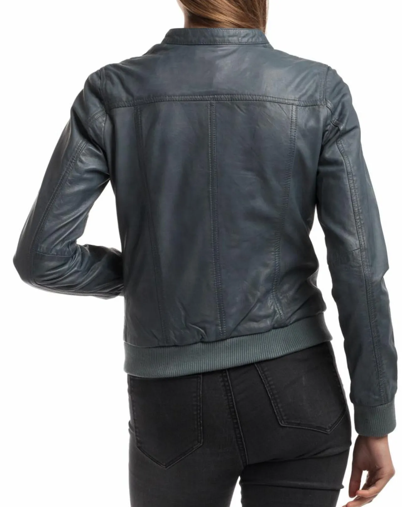 Veste en Cuir Olive grise