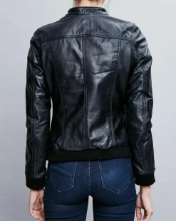 Veste en Cuir Olive noire