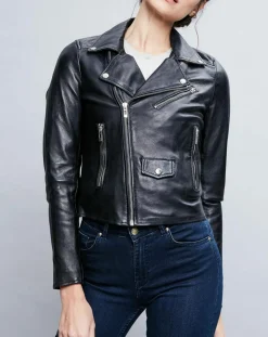 Veste en Cuir Ornella noire