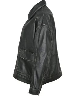 Veste en Cuir Oversize Aline noir ruboff