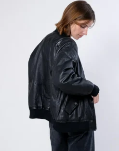 Veste en Cuir Oversize Cassylia noire