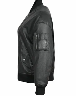 Veste en Cuir Oversize Cassylia noire