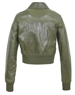 Veste en Cuir Oversize Inaya verte