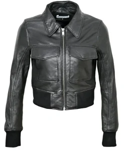 Veste en Cuir Oversize Inaya noire