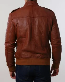 Veste en Cuir Pat cognac