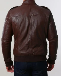 Veste en Cuir Pat marron
