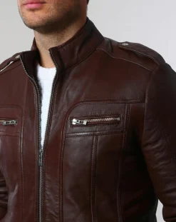 Veste en Cuir Pat marron