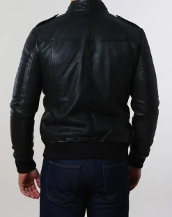Veste en Cuir Pat noire