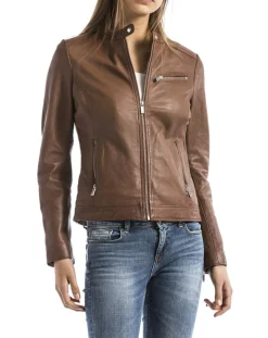 Veste en Cuir Pearl cognac