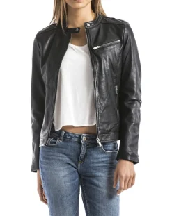 Veste en Cuir Pearl noire