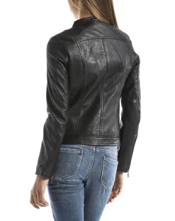 Veste en Cuir Pearl noire