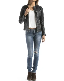 Veste en Cuir Pearl noire