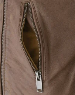 Veste en Cuir Polly vintage cognac