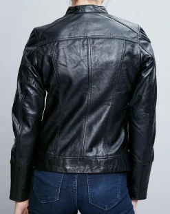 Veste en Cuir Prescillia noire