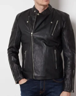 Veste en Cuir Qasim noire