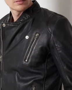 Veste en Cuir Qasim noire