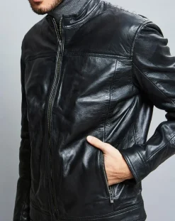 Veste en Cuir Raphael noire