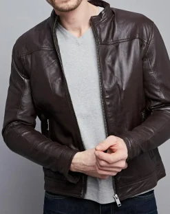 Veste en Cuir Raphaël marron