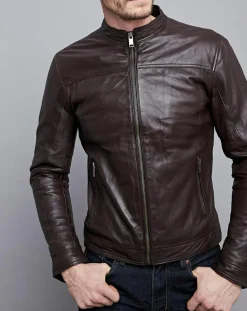Veste en Cuir Raphaël marron