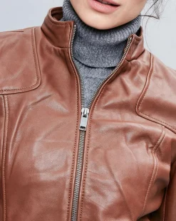 Veste en Cuir Roxane cognac