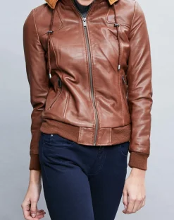 Veste en Cuir Roxane cognac