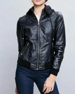 Veste en Cuir Roxane noire
