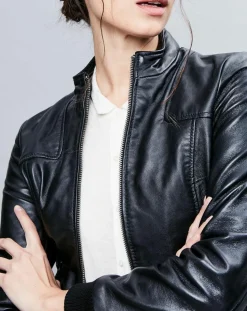 Veste en Cuir Roxane noire