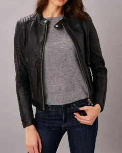 Veste en Cuir Sakura noire