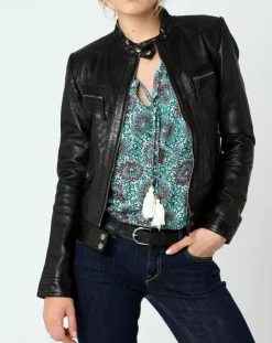 Veste en Cuir Sarah noire