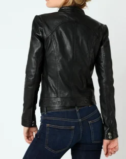 Veste en Cuir Sarah noire